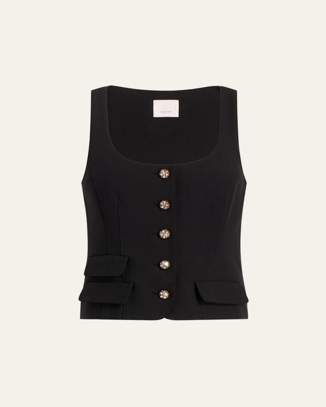Lovina Crystal-Button Vest